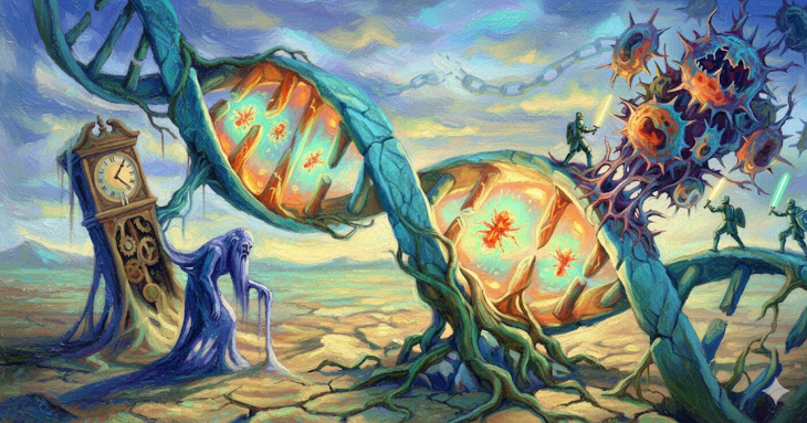 O genoma em guerra: como vírus fósseis ligam o câncer e o envelhecimento